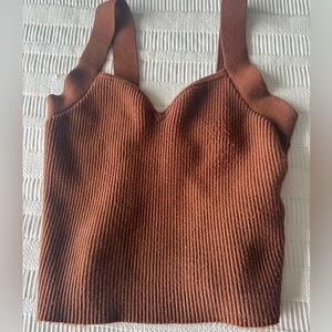 Abercrombie Ottoman Tank Sweetheart Neckline Brown